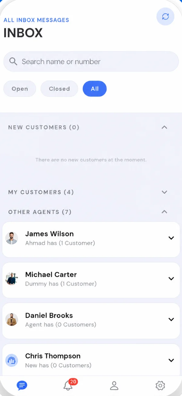 See other agents' customers and collaborate in real time
